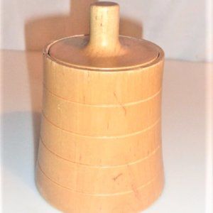 BX73bsm - Wood Carved SUGAR JAR Trinket Matches Jewelry Key Holder Candy Jar